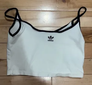 ADIDAS WHITE CROPPED TANK TOP thumbnail 1