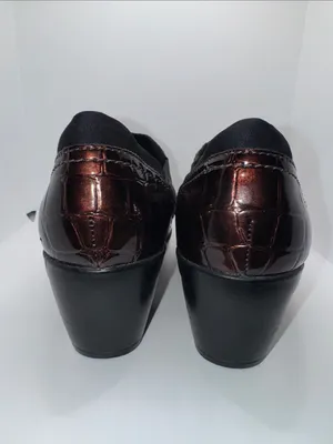 Clarks Emily Amelia Loafers Women's US 8.5 W Brown Croc Patent Shoes thumbnail 8