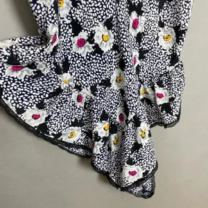 Vintage Teddy Lingerie Floral 1980s Women Lace Navy‎ White Ruffle Retro Bodysuit thumbnail 4