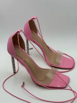 Azalea Wang Pink Lace-Up Crystal-Heel Sandals thumbnail 2