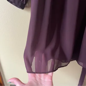 Elegant Deep Purple Sheer Long-Sleeve Dress thumbnail 5