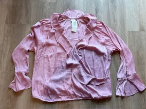 Elegant Plus Size Blush Pink Women's Blouse XXL Wedding Formal Occasion Top Chic thumbnail 1