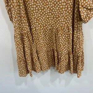 DRESS FORUM‎ LA | Mustard White Floral Balloon Sleeve Dress Tiered | Size S thumbnail 4