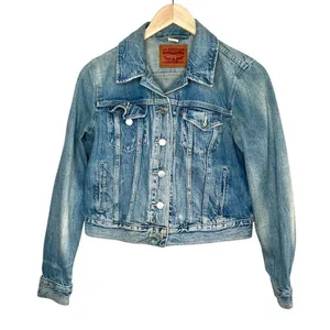 Levis Womens Blue Denim Fall Trucker Jean Jacket Medium pc9-70270-0073 Masc thumbnail 1