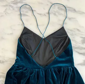 Beautiful Teal Blue Velvet Romper Size M thumbnail 3