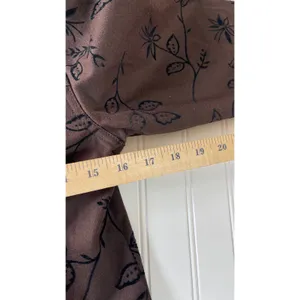 AT Vintage Denim Brown Floral Flocked Velvet Print Trucker Jacket Womens XS thumbnail 7