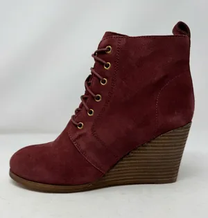 Diba Blake Suede Bootie Burgundy Ankle Boot Lace Up Wedges Size 9.5 NWOB thumbnail 1