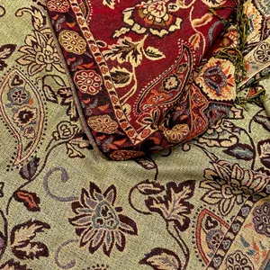 Source Unknown Burgundy Metallic Gold Paisley Print Wrap Scarf Pashmina Sarong Tapestry Fringed thumbnail 4
