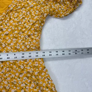 Abercrombie‎ & Fitch Floral Mini Dress V Neck Short Sleeve Yellow Size S thumbnail 3