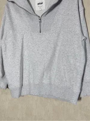 aerie Women’s Down To Earth Quarter-Zip Sweatshirt Oversized Pullover in Gray XS thumbnail 5