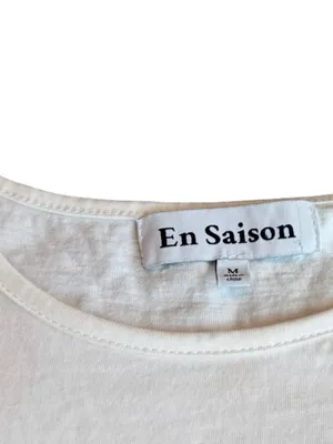 En Saison White A-Line Dress Flowy Sleeves Cotton Blend Stretch Size Medium thumbnail 2