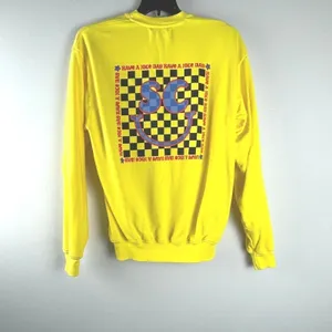 SoulCycle Women's Crewneck Sweater M Bright Yellow Cotton Pullover Made in USA thumbnail 2