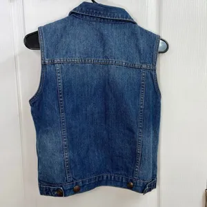 Adam Levine medium wash denim cotton pocket sleeveless button front‎ vest small thumbnail 6