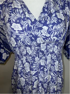 Women's Camisa Blue & White Floral Maxi Dress M-L thumbnail 3