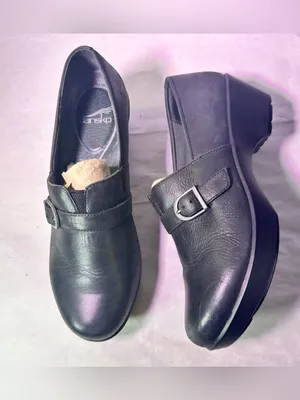 Dansko Black Leather Buckle Slip-On Loafer thumbnail 6