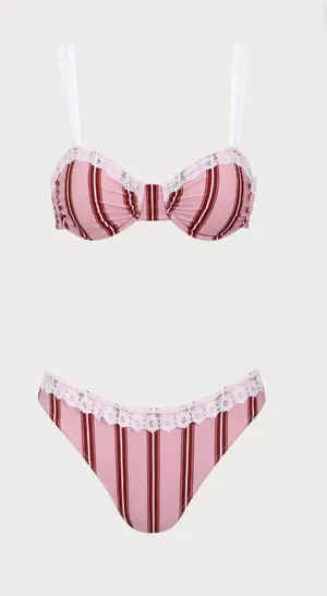 Pink striped Bikini Set Size M thumbnail 1