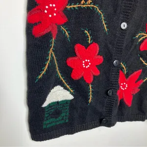 Capacity cardinals sweater vest black red women's‎ size large winter holiday thumbnail 2