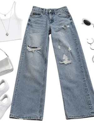 Aeropostale Low Rise Baggy Distressed Jeans Womens 00 Regular Y2K Skater Denim thumbnail 1