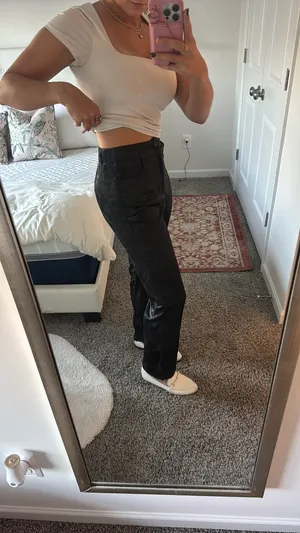 SheIn Black patterned silk pants thumbnail 3