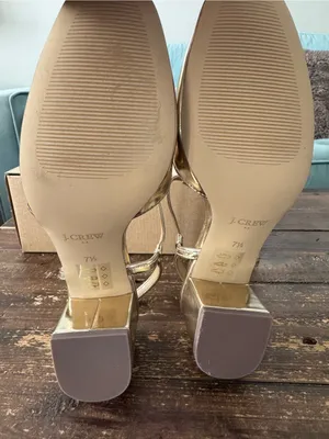 NEW! J. Crew T-Strap Heels Metallic Gold Block Heel thumbnail 6