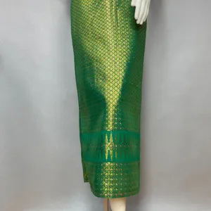 Origami Dress Formal Green Gold Mermaidcore Pointed Neckline‎ Sleeveless Women thumbnail 5