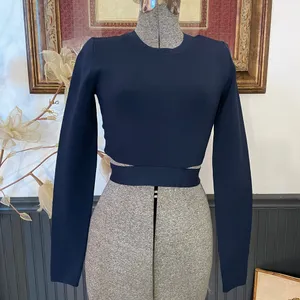 NWT Aritzia Ten by Babaton Retrospect Sweater Strip Cut Out Cropped Top Sz M 💛🎀 thumbnail 5