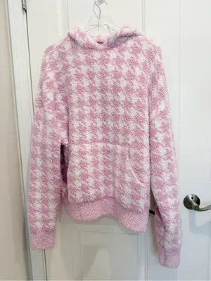 SKIMS Cozy‎ Knit Unisex Hoodie in Petal Houndstooth Apres Ski thumbnail 2
