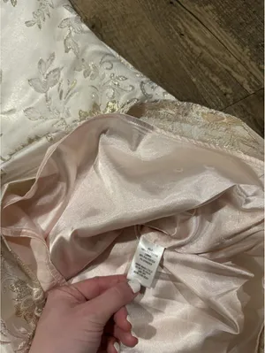 Lulus Jacquard Shift Dress Go with the Glow Metallic Champagne Floral Size XS thumbnail 5