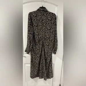 Madewell Ruched Midi Shirt Dress Size 12 Black Ivory Floral NWT thumbnail 6
