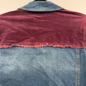 LOGO By Lori Goldstein Denim Corduroy Jacket S Burgundy Colorblock Boho Western thumbnail 5
