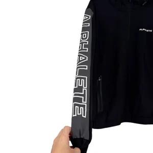 Alphalete EXP Tech Windbreaker Men's XS Black Hooded Quarter Zip Gym Jacket thumbnail 3