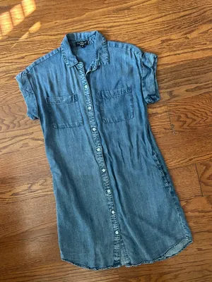 Velvet Heart Chambray Denim Shirt Dress,Size XS Button Down Cap Sleeves Pockets thumbnail 4