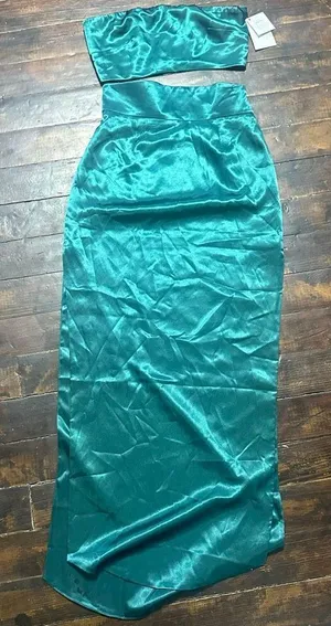 By Egries emerald green tube top maxi skirt S set thumbnail 1