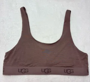 UGG Mauve‎ Brown Logo Elastic Scoop Bralette Size XL NEW thumbnail 1