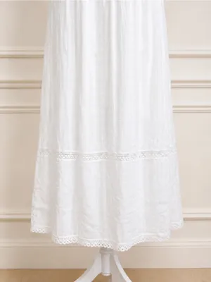 Handmade Cadeltef Ecuador White Cotton Crochet Floral Maxi Dress Boho Cottagecore thumbnail 6