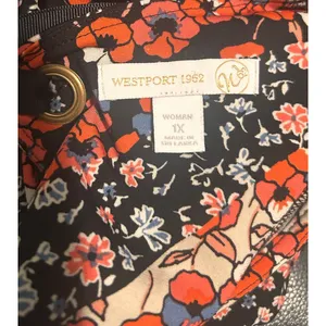 Westport‎ 1962 Women's Black Orange Blue Floral Bohemian Flowing Dress Size 1X thumbnail 3