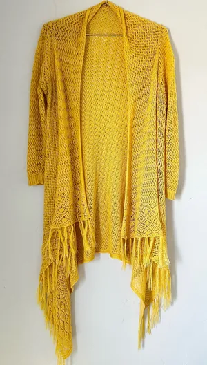 Boutique Yellow Knit Duster Cardigan Sweater thumbnail 1