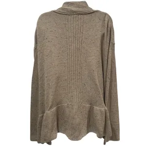 NEW‎ Easel Tan Multicolor Micro Dot Ruffle Cardigan Holiday Wool Blend Cozy L thumbnail 5