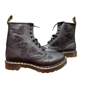 Dr. Martens 1460 Vonda Mono Black Floral Embroidered Leather Boots Women 8 US thumbnail 2