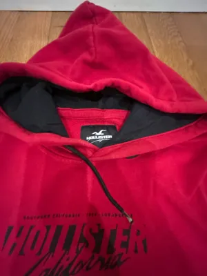 Hollister California logo graphic kangaroo ombre burgundy oversized hoodie M thumbnail 17