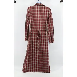 Commense Plaid Maxi Shirt Dress NWOT Size M Red Tartan Long Sleeve Button Up thumbnail 5