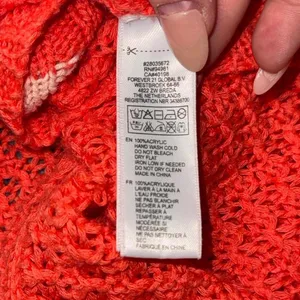 Forever 21 Bright Coral Knit Cardigan with Cream Varsity Stripes, Medium thumbnail 5
