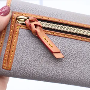 Dooney & Bourke Wallet Womens OS Continental Pebbled Leather Grey Tan Excellent thumbnail 4