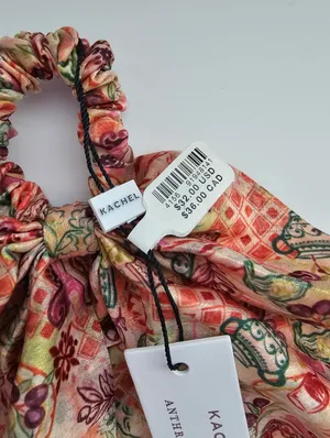 NWT Kachel x Anthropologie Scarf Scrunchie - Tea Party Print Cupcake Floral thumbnail 3