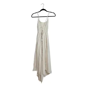 American Eagle Halter Open Back Handkerchief Hem Midi Dress Cream NWT thumbnail 8
