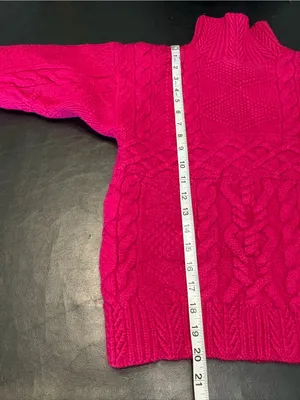 Vintage Ralph Lauren 100% Wool Cable Knit Turtleneck Sweater Pink Size Small thumbnail 8
