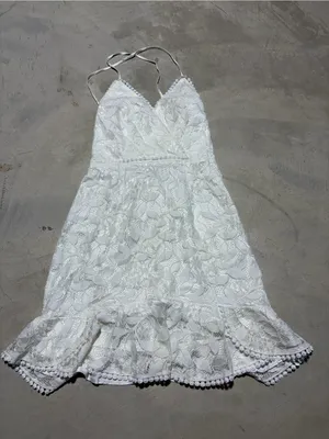 Saints + secrets White Lace Spaghetti-Strap Mini Dress medium bridal thumbnail 1