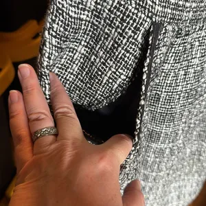 Anthropologie Tulle Black White Tweed Dress Size Medium Sleeveless Zip Pocket thumbnail 9