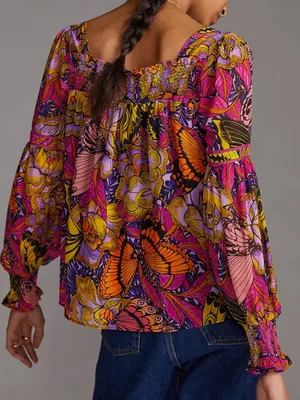 Anthropologie Alexandra Farmer Puff-Sleeved Blouse Top Size XS thumbnail 2