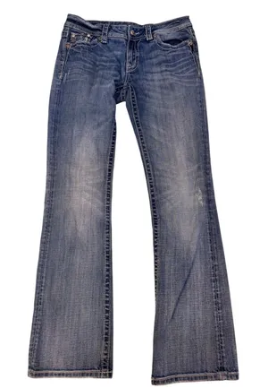 Miss Me JP5341B Bootcut Jeans Medium‎ Wash Embroidered Rhinestone Womens 30 thumbnail 1
